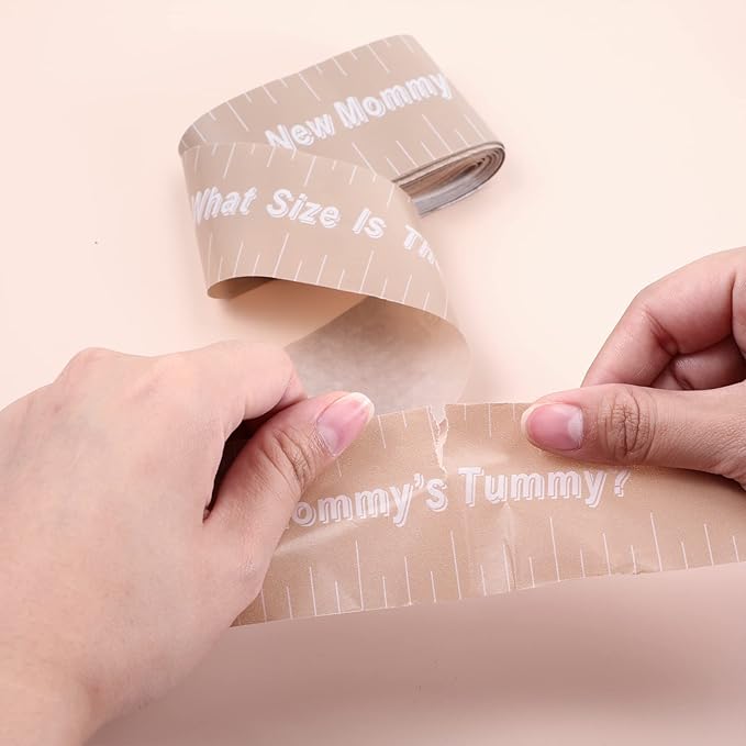 2 Rolls 2 Inch x 150 Feet Baby Shower Measuring Tape Tummy Measure Belly Game Paper Belly Measuring Tape for Baby Shower Party Decorations Supplies (Brown)