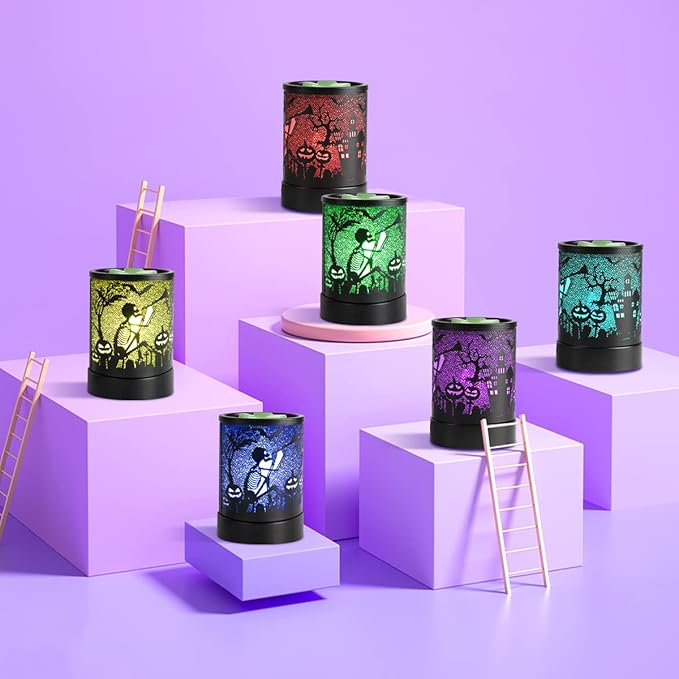 Halloween Wax melt Metal Warmer for Scented with 7 Colors LED Changing Wax Burner Melter and Scentsy Warmer for Halloween Decorations Indoor