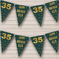 Dark Green Gold Polka Dot Happy Age Personalized Birthday Party Bunting - Hanging Party Decoration - Birthday Party Banner Garland | Decorative Party Supplies