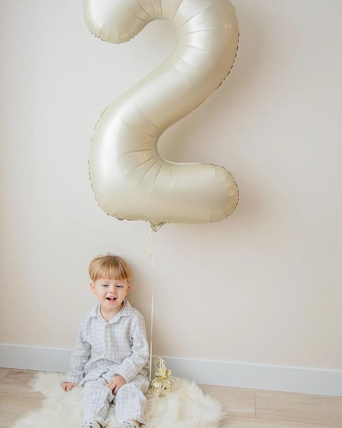 Cream 4 Balloon, Number Balloons 40 Inch, 4th Cream Party Decorations, Four Large Numbers for Party Decor, Number 4 Balloon