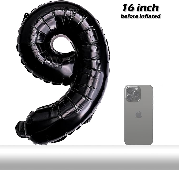 [20 Pcs] 16" Black Foil Number Balloons (2 sets of 0-9) - Mylar Aluminum Hanging Decorations for Graduation, Birthday, Christmas & New Year's Eve Parties