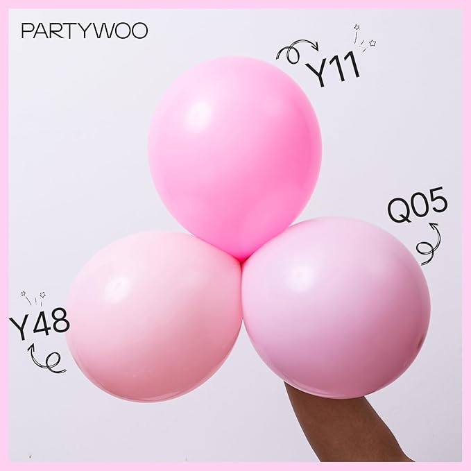 PartyWoo Pink Balloons 140 pcs Different Sizes of 18 12 10 5 Inch Pastel Pink Balloons Arch Kit Garland for Baby Shower Gender Reveal Birthday Bridal Shower Princess Party Decorations Pink-Q05