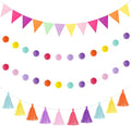 Irenare 9.8ft Pom Pom Garland Felt Rainbow Garland Graduation Party Decoration Colorful Pennant Tassel Banner Birthday Baby Shower Triangle Banner for Classroom School Mantel Fireplace(Candy Color)