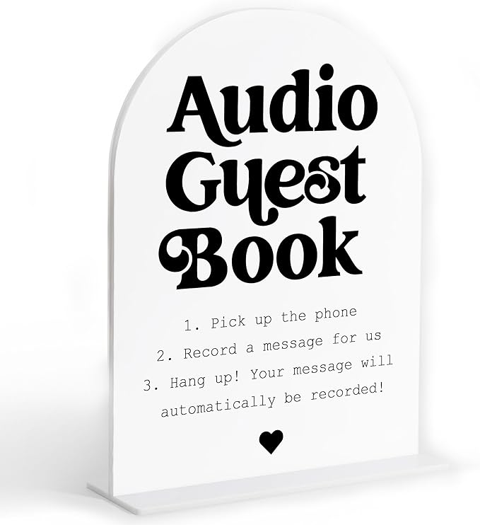 Audio Guest Book Sign, White Arch Acrylic Wedding Sign, Audio Guest Book Wedding Phone, Bridal Shower Decor, Engagement Party Decor, Centerpiece Table Decorations Party for Bride and Groom-6