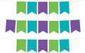 Andaz Press Hanging Pennant Banner with String, Kiwi Green, Turquoise Aqua, Royal Purple, 1-Set, 24 Pennants, Approx. 12-Feet Long, Mermaid Birthday Theme Colored Supplies
