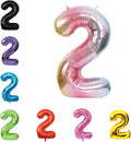 YPSelected 40 Inch Gradient Color Large Foil Helium Number Balloon Birthday Wedding Party 0-9 (Rainbow, 2)