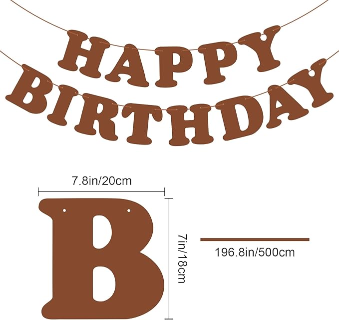 Brown Happy Birthday Banner Birthday Party Decorations Sign Birthday Backdrop Party Supplies Happy Birthday Bunting Banner for Kids Adults