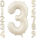 3 Balloon, Number 3 Balloon, 3 Balloon Number 40 Inch, Sand White Large Big Foil Number Balloons for Birthday Party Graduation Wedding Anniversary Baby Shower Bachelorette Decoration Supplies