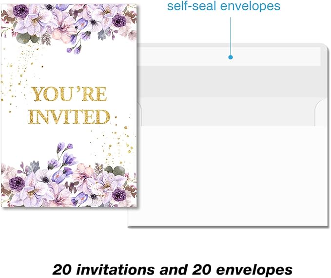 Soiceu Floral Surprise Birthday Party Invitations with Envelopes Set of 20 Pink Gold It's a Surprise Birthday Party Invites for Women