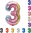 YPSelected 32 Inch Large Foil Helium Number Balloon Birthday Wedding Party 0-9 (Rainbow, 3)