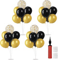 4 Sets Balloon Stand Kit, Balloon Sticks Holder with Black and Gold Balloons Table Centerpiece Party Decorations for 2026 New Years Eve Graduation Father's Day Anniversary(Black and Gold)