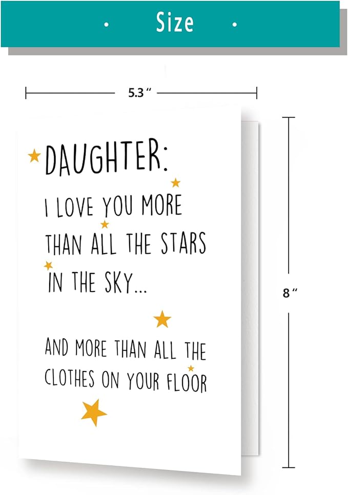 Huameigf Humorous Birthday Gifts for Daughter Adult, Motivational Daughter Birthday Card from Mom Dad, I Love You More Than The Stars In The Sky