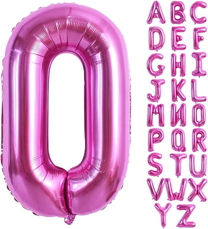 TONIFUL 40 Inch Rose Red Letter O Balloons, Hot Pink Alphabet Letter Giant Foil Mylar Big Balloons for Birthday Party Anniversary Decorations