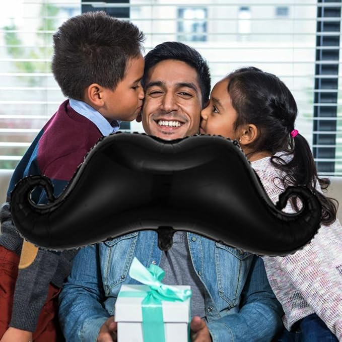 Beard Balloons Father's Day Balloons Big Black Beard Foil Balloon for Father's Day Party Decorations Fathers Day Decor Supplies Ballons Arch Kits Party Balloon Sets 3pcs