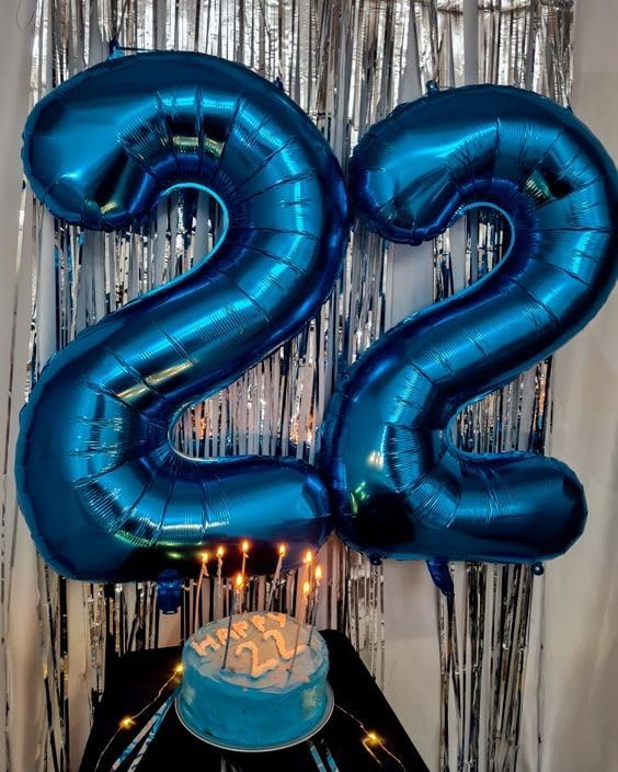 Metallic Blue Number 8 Balloon 40 Inch, 8th Birthday Party Decorations for Children, Giant 8 Foil Balloon for Party Supplies