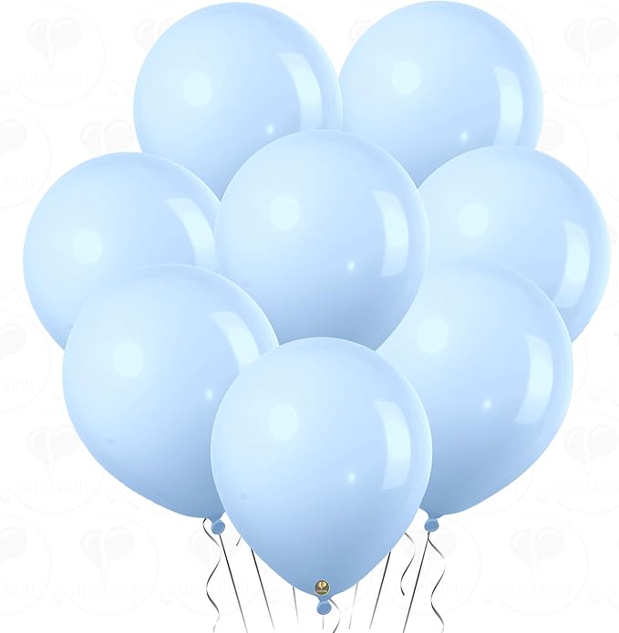 AFTERLOON® Biodegradable Mini Balloons 100 pcs Pastel Baby Blue 5 Inch, Matte Color Thickened Extra Strong Latex Helium Float, Baby Shower Gender Reveal Garland Wedding Birthday Party Decorations