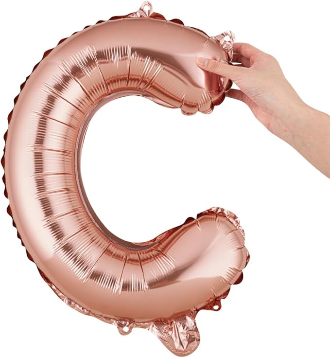 Restaurantware-Balloonify 16 Inch Letter Balloon, 1 Alphabet Party Balloon - Letter C, Self-Sealing, Rose Gold Foil Mylar Finish, Hanging Loop, Decoration For Birthday, Wedding, Or Graduation