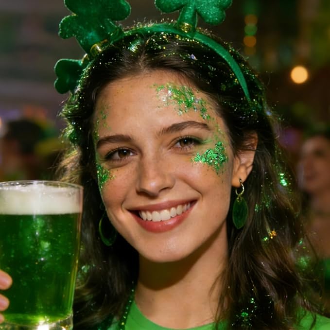 Mysense Green Body Glitter Stick,Sparkling Face Hair Glitter for Mardi Gras Festival Rave Outfit Women,St Patricks Day Accessories,Chunky Mermaid Glitter Face Paint Makeup