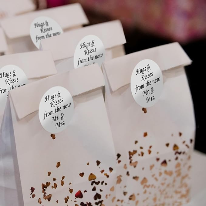 324 Hugs and Kisses from the new Mr. & Mrs. Kiss Wedding Stickers, Chocolate Drops Labels Stickers for Weddings, Bridal Shower Engagement Party Decorations, Kisses Favors Decor. Made in USA