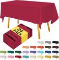Cerise Tablecloth Disposable Plastic Table Cover for Rectangle Tables (24 Pack) Premium Plastic Table Cloths for Parties, Events & Weddings, Indoors/Outdoors, 54"x108"