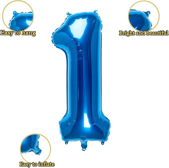 32 Inch Blue Number 1 Balloons Foil Ballon Digital Birthday Party Decoration Supplies (blue Number 1 Balloon)