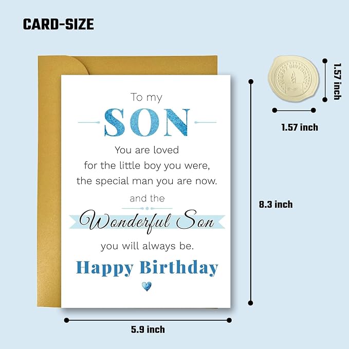 Birthday Card for Son - Son Birthday Card - Funny Birthdays Cards & Gifts for Adult Sons from Mom Dad - Birthdays Cards Sons B