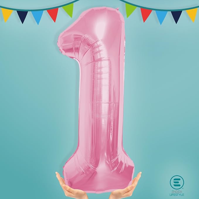 40 Inch Large Pink Number Celebration and Decoration Balloon for Birthday Parties, Graduations, Anniversaries, Weddings, Photo Shoots, Special Events - Helium Foil Mylar (Pink Number 1)
