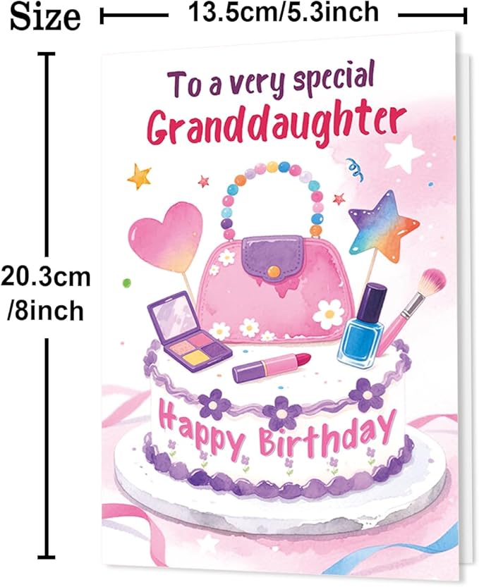 Granddaughter Birthday Card, Funny Birthday Card Gifts for Granddaughter from Grandma Grandpa-8x5.3 Inches, Double-Sided