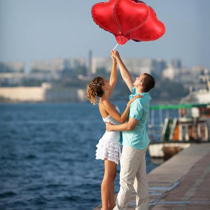 Valentines Balloons Love Balloons Red Heart Shape Foil Balloons for Valentine's Day Party Decorations Valentines Day Anniversary Wedding Valentines Decorations Decor Supplies 3pcs