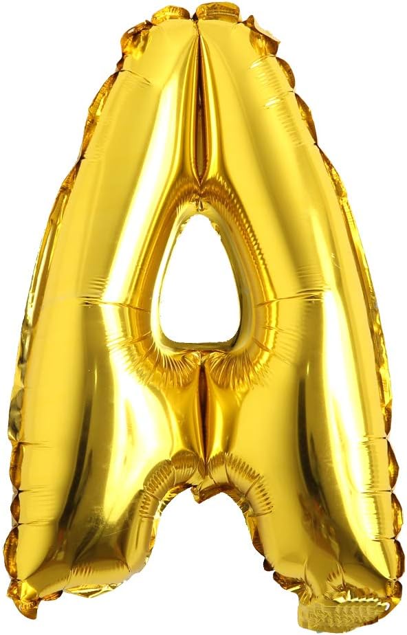 16" Alphabet Letter and Number Balloons Set Package, Aluminum Hanging Foil Film banner Mylar Balloon for Birthday Party Decoration Custom Word (A-Z, 0-9 Gold) (16 inch A Gold)
