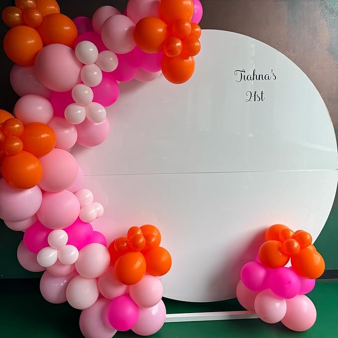 Pink and Orange Balloons, 100Pcs 12inch Hot Pink Orange Pink Latex Balloons and Confett Balloons with 1 Ribbons for Birthday Baby Shower Wedding Graduation Tropical Party Decoration