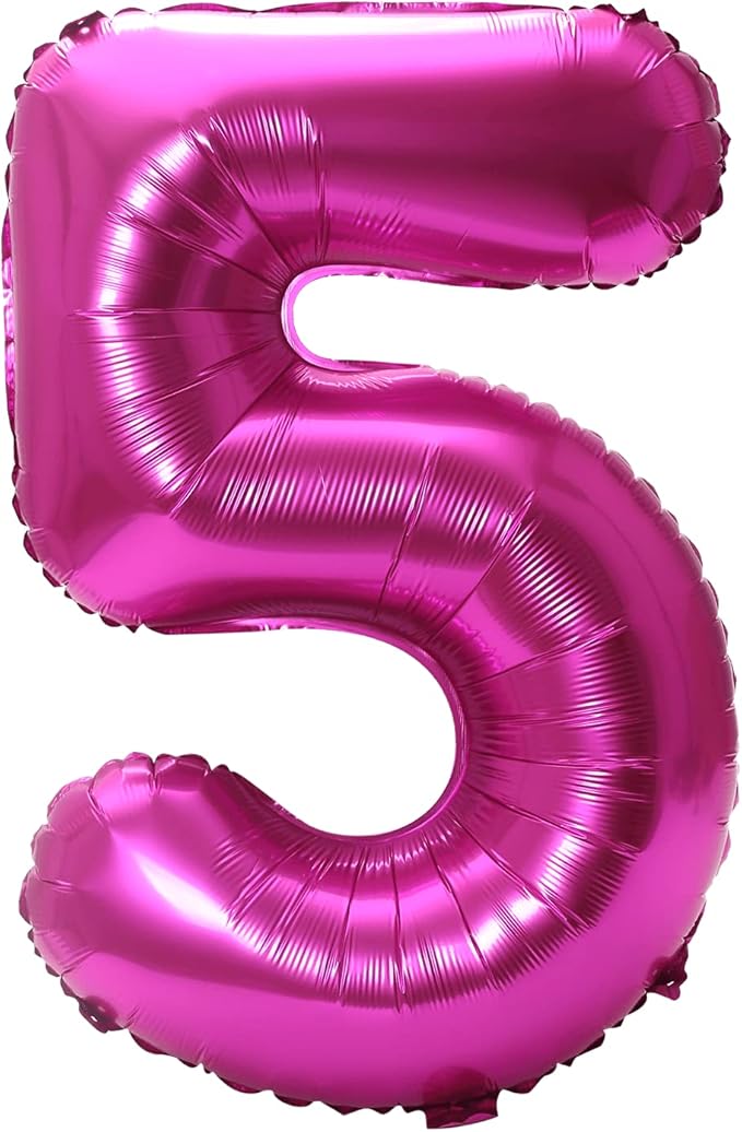 YPSelected 32 Inch Large Foil Helium Number Balloon Birthday Wedding Party 0-9 (Rose Red, 5)