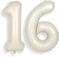 SUWEN 40 Inch Cream White Large 16 Number Balloons Big Foil Helium Number Balloons 0-9 Jumbo Happy 16th Mylar Birthday Party Decorations for Boy or Girl 61 Anniversary Party Supplies