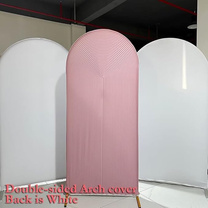 Pink Ripples Pattern Arch Backdrop Cover for Birthday Party Wedding Baby Shower Decorations Chiara Backdrops Arched Wall Frame Stands Covers Props GP-456 3ft * 6.5ft