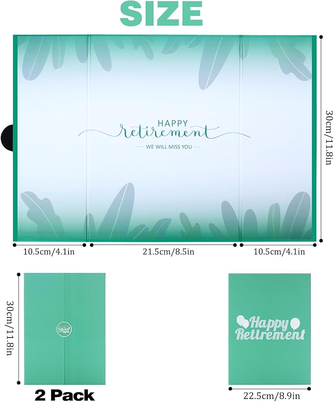 2 Pack Green Retirement Party Decorations - Retirement Signing Board Guest Book Alternative | Officially Retired Gift for Men & Women | Farewell Party Supplies