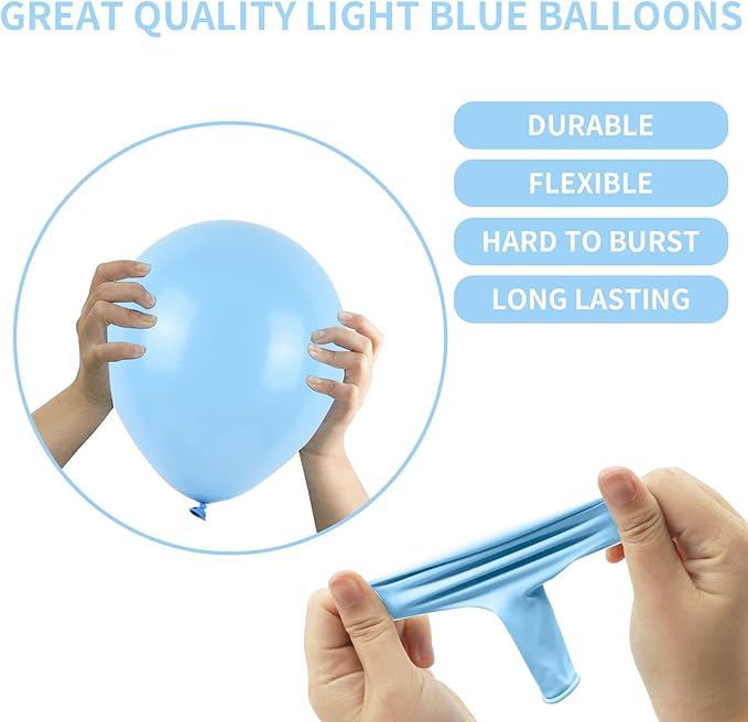Light Blue Balloons Latex Balloon 5 10 12 18inch Different Sizes 103pcs Matte Baby Blue Sky Blue Balloons Kit for Kids Birthday Party Decoration Balloon Garland Baby Shower Wedding Holiday