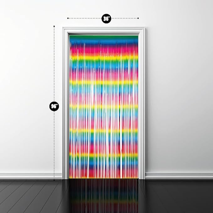 Pack of 2 Rainbow Fringe Curtains – Rainbow Tinsel Backdrop for Photo Booth, Birthday, Wedding, Baby Shower, Bachelorette, Christmas & Holiday Party Decorations