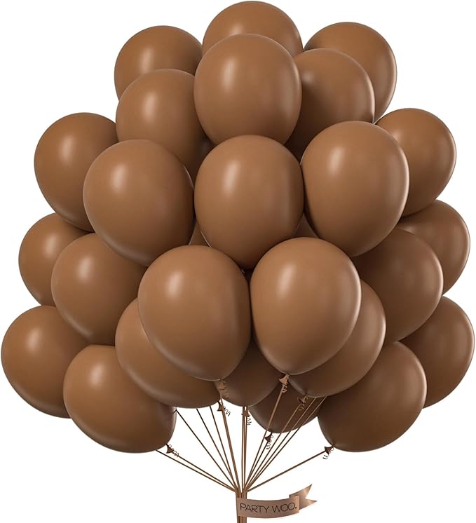 PartyWoo Brown Balloons 101pcs 12 Inch Boho Neutral Coffee Tan Fall Latex Helium Balloons for Wedding Baby Shower Gender Reveal Graduation Safari Woodland Birthday Fall Party Decorations Brown-F09