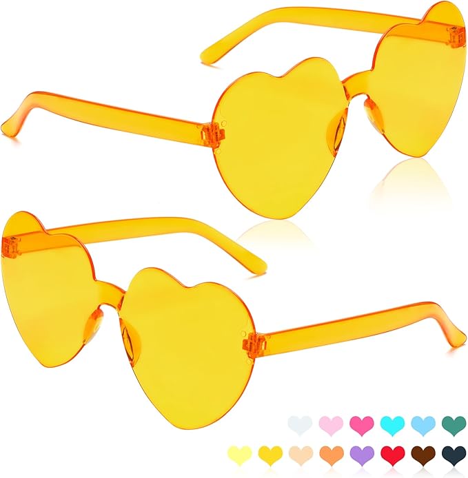 Heart Sunglasses 2 Pairs Heart Shaped Sunglasses Womens Heart Glasses Rave Sunglasses for Women Party Favors