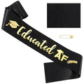 Educated AF Graduation Sash for Graduation Decorations, Black Glitter Sash with Gold Foil for Grad Gifts Party Supplies Graduation Accessories
