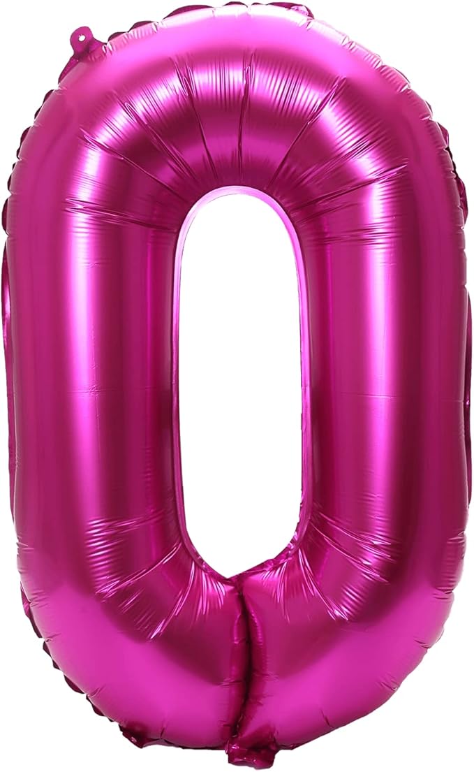 YPSelected 32 Inch Large Foil Helium Number Balloon Birthday Wedding Party 0-9 (Rose Red, 0)