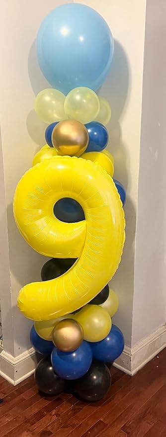Yellow 9 Balloon Number, Big 40 Inch Happy 9 19 29 90 Birthday for Men And Women, Foil Balloons Decoratins for Wedding Anniversary, Single, New Year, Halloween Party Syupplies