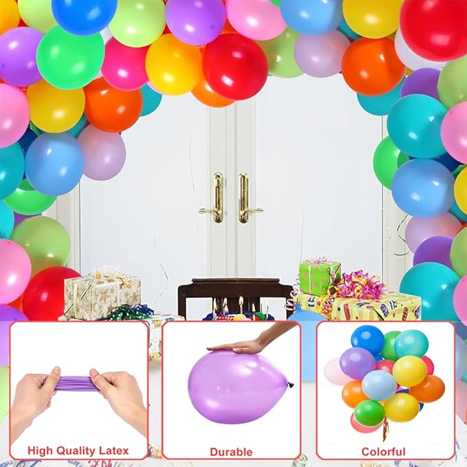 500 Pcs Balloons Assorted Color, Rainbow Birthday Balloons Bulk Pack of Strong Latex Balloon for Birthday Wedding Anniversary Party Decorations