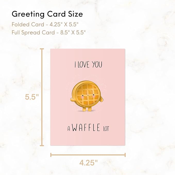 Anniversary Card Mothers Day Birthday for Mom Dad Wife Husband Girlfriend Boyfriend Stepmom Aunt Parents – Cute Funny Punny Greeting Card for Fathers Day – Blank Inside (Love You A Waffle Lot)