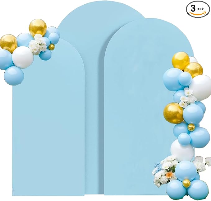 Wedding Arch Cover (7.2FT, 6.6FT, 6FT) Set of 3 Arch Backdrop Spandex Cover for Birthday Party Baby Shower Ceremony Banquet Decoration (Dusty Blue, 7.2FT,6.6FT,6FT)