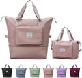 Large Capacity Folding Travel Bag, Lightweight Waterproof Luggage Bag, Expandable Travel Duffel Bag, Dry Wet Separated Gym Tote Bag, Weekender Overnight Bags for Women and Man (Pink)