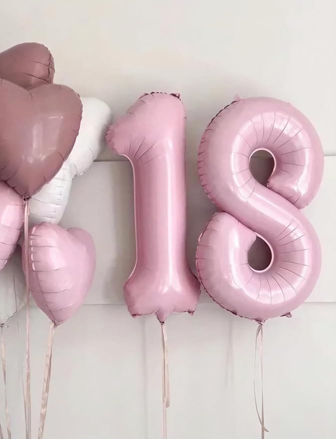 Pink Number 1 Balloons – 40 Inch Giant Foil Number Balloon, Light Pink Big Number Balloon for Girls Birthday, Baby Shower, Princess Theme Party Decorations