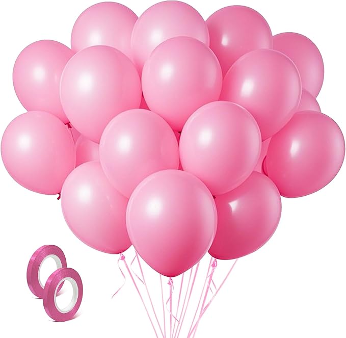 Pink Balloons Light Pink Birthday Decorations 100 Pack 12 inch Round Gender Reveal Ballons for Valentines Birthday Wedding Anniversary Baby Shower Gender Reveal Party Decoration