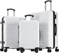 OLIXIS 3-Piece Luggage Set, Carry On Suitcases with Spinner Wheels, Expandable Travel Luggage with TSA Approved Lock & ABS Hard Shell, White(20/24/28 Inch)