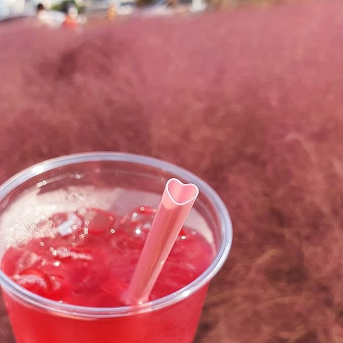 200pcs Heart Shaped Pink Straws Disposable Drinking Cute Straw Individually Wrapped Pink Plastic Straw Galentines Day, Cocktail, Birthday Party, Bridal Shower, Wedding Decorations